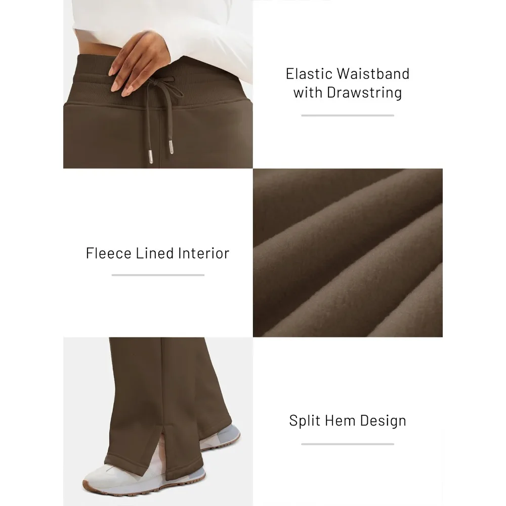 Damesslips TACVASEN Fleece wijde pijpen broek Damesmode Hoog getailleerde joggingbroek Loungebroek Zacht Warm Winter BaggyTrousers