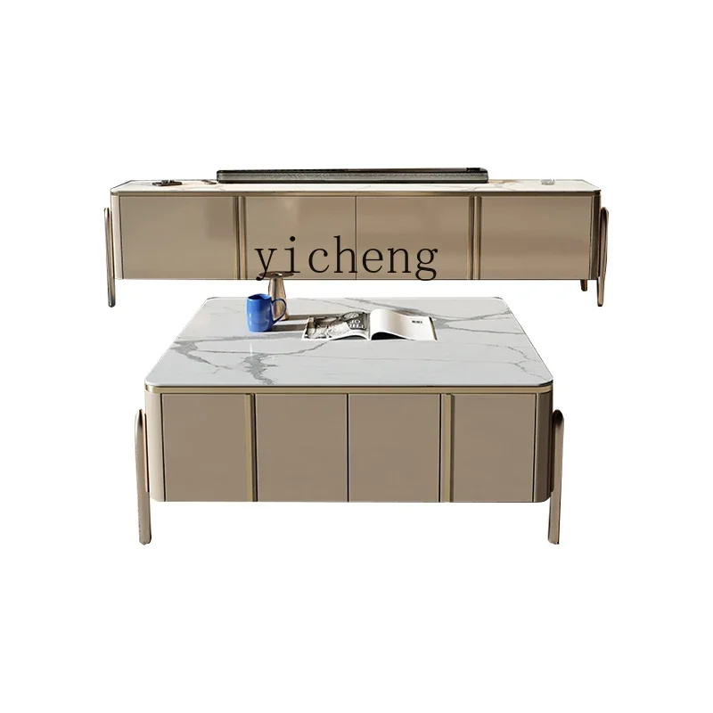 

light luxury cabinet coffee table post-modern rock slab decorative cabinet minimalist living room paint set combined cabinet