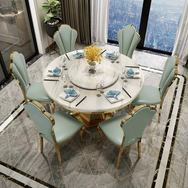 Gold Legs Dining Tables White Marble Rotating Restaurant Luxury Kitchen Table Italian Modern Mesas De Comedor Furniture For Home