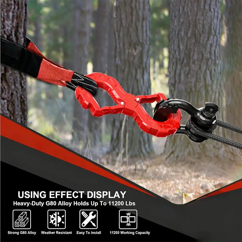 3/8 Inch Offroad Recovery Winch Hook G80 High Strength Integrated Quick Connector 33000 LBS Vehicle Towing Hook