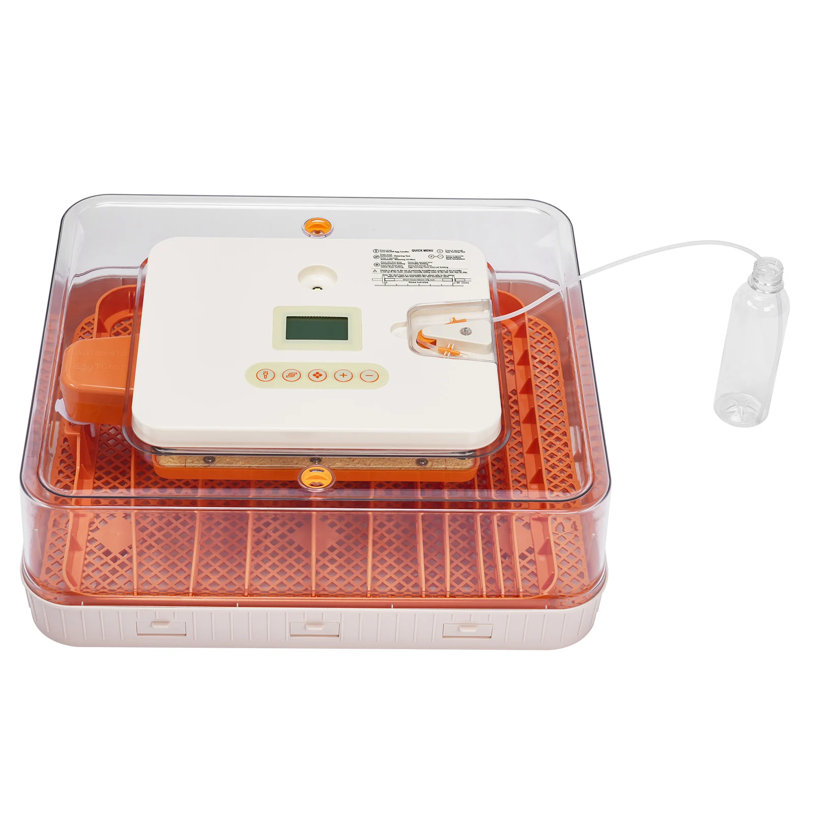 

Полностью автоматический инкубатор на 56 яиц с автоповоротом, LED-фонариком для просмотра яиц и точным контролем температуры/влажности, универсальные лотки