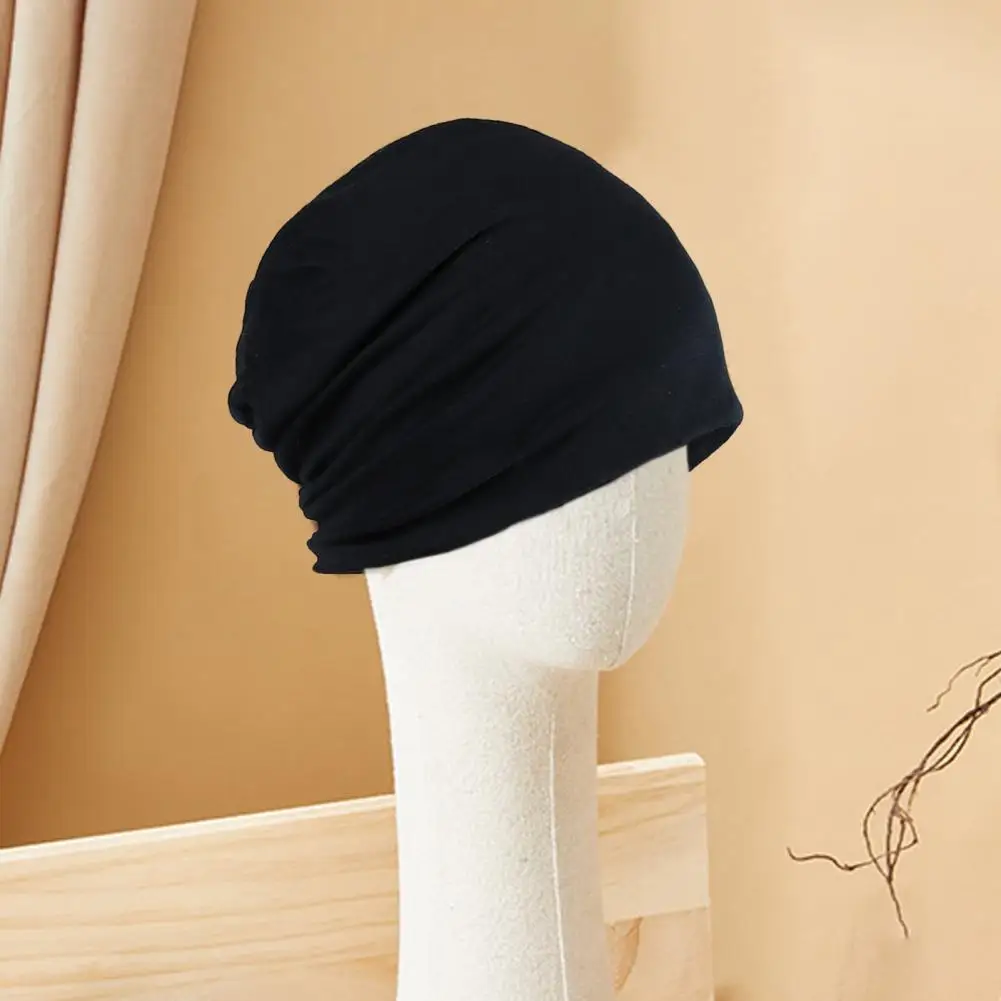 Spring Fall Skull Beanie Baggy Unisex Solid Color Elastic Thin Protective Street Dance Brimless Running Beanie Hat Headwear