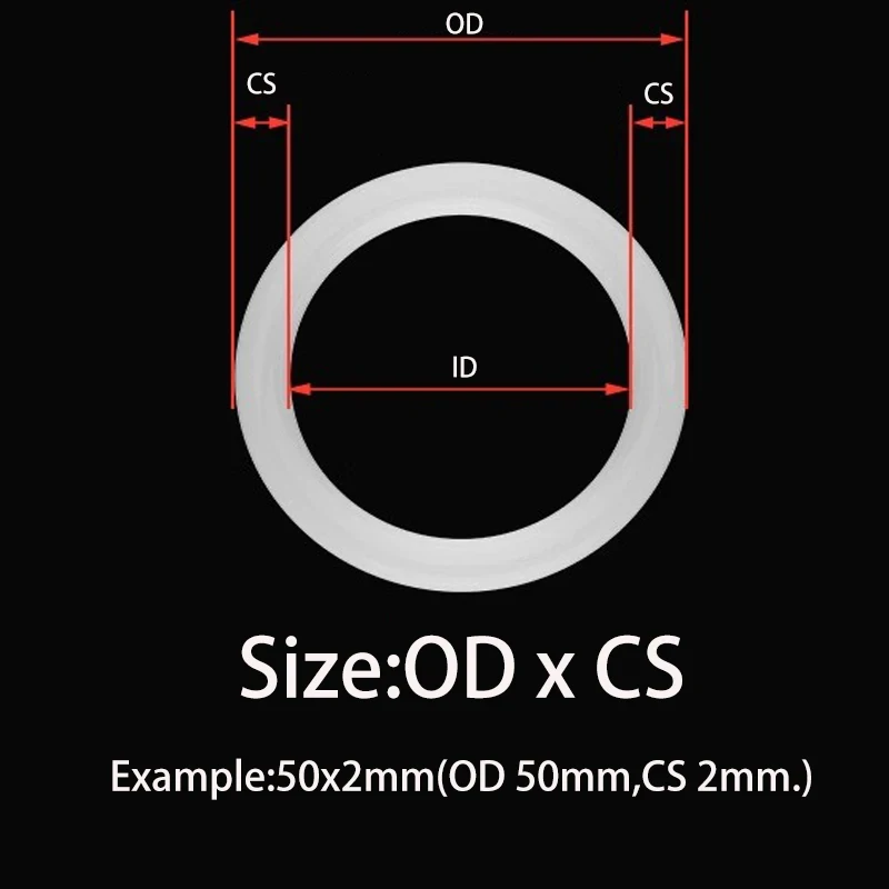 White Rubber VMQ O Ring Heat Resistant Food Grade Silicone Seal Gasket CS 4mm 5mm OD 15mm to 150mm 2 to 50pcs Per Pack