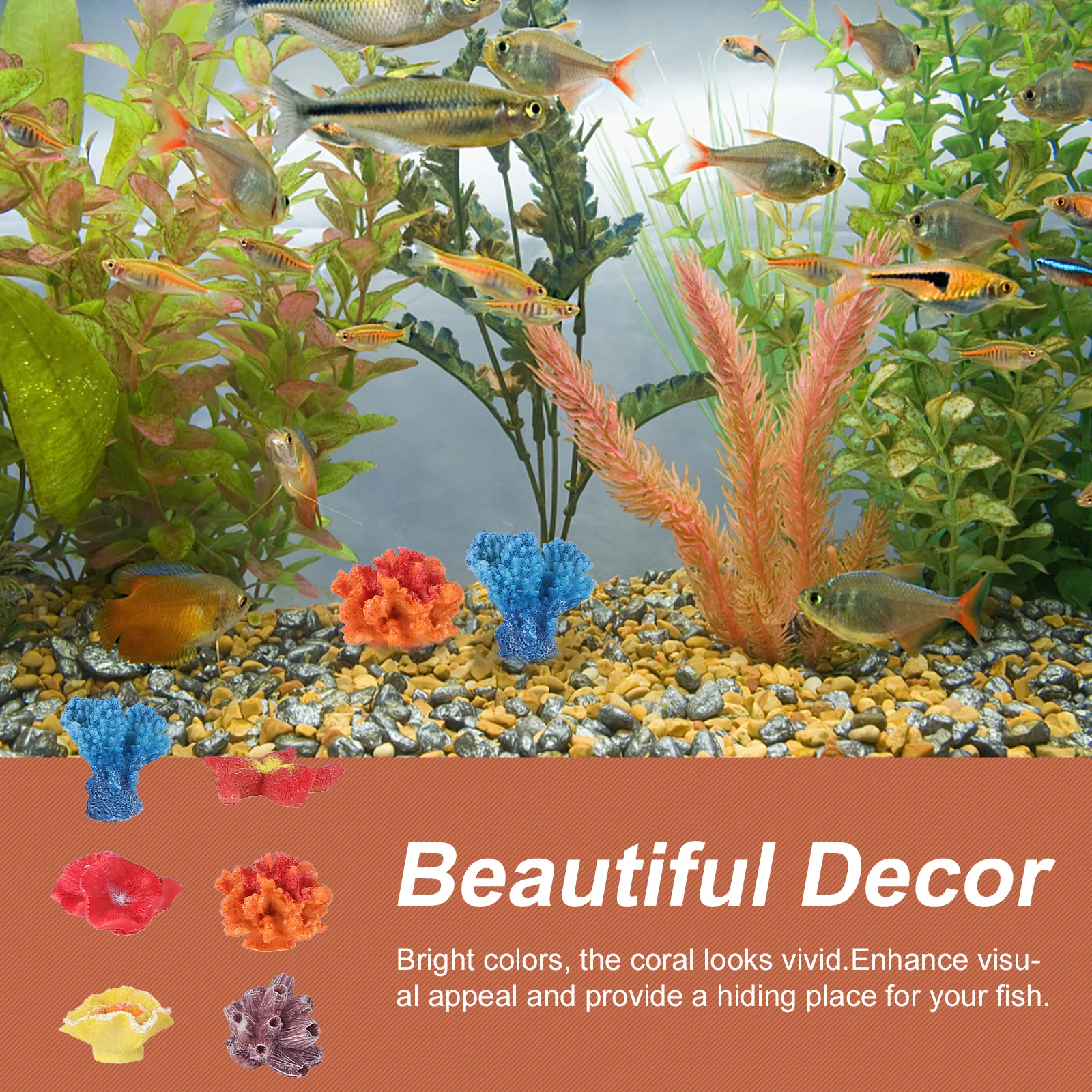 

6Pcs Multicolor Sea Star Aquarium Ornament Artificial Coral Fish Tank Decoration Natural Vivid Hiding Place for Fish