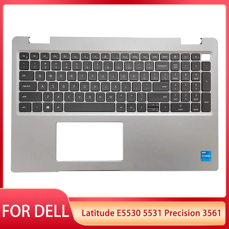 

New For DELL Latitude E5530 5531 Precision 3561 Laptop US Keyboard With Palmrest Upper Cover Case Silver