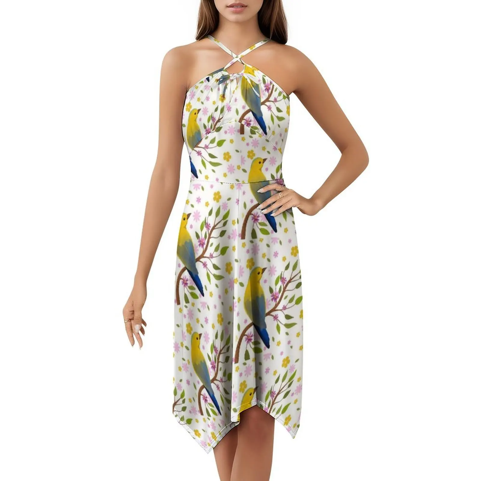 فستان Everybirdy Golder Birds Pattern 2 فستان بوهيمي عتيق بأكمام منتفخة أو بدون أكمام للنساء فستان Everybirdy Golder #5