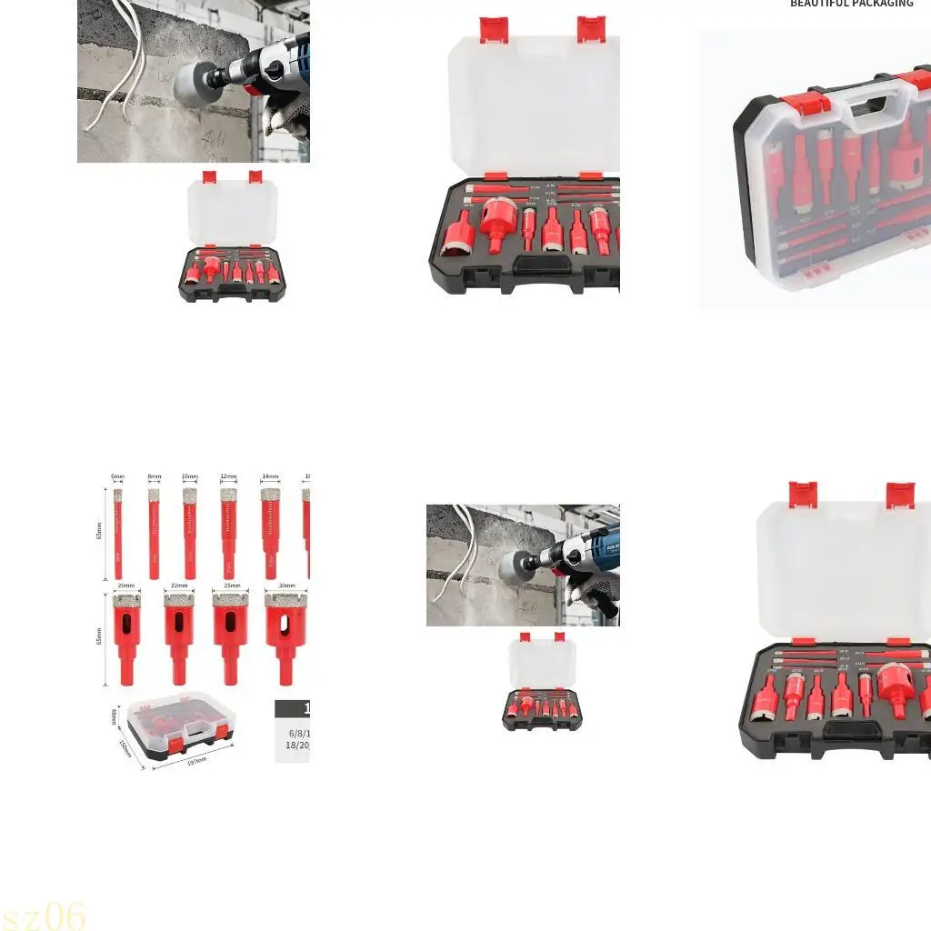 

Q2Q4 12pc Nonslip Heavy Duty Hole Cutter Kit HD90 Abrasive Material High Efficiency Drilling Lightweight Design 6-16mm Sizes