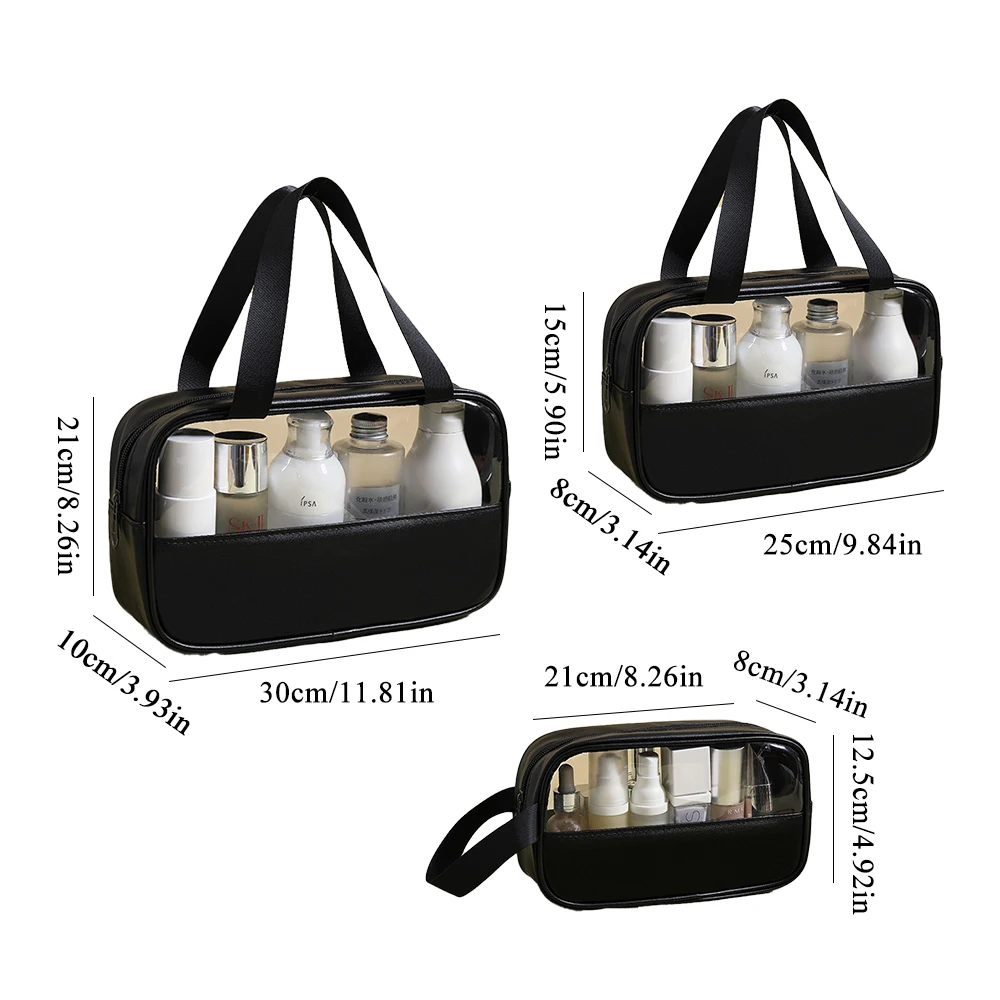Anpassbare Name Neue TPU Transparent Make-Up Kulturbeutel frauen Große Kapazität Wasserdichte Handheld PU Lagerung Tasche PVC Make-Up Tasche – Detail 2
