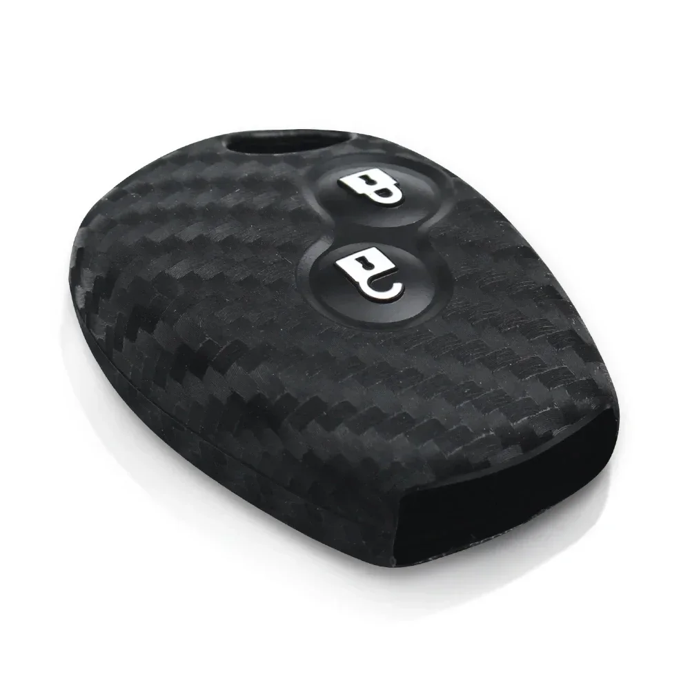 KEYYOU 2 Buttons Carbon Silicone Car Key Case Cover For Renault Duster Clio DACIA 3 Twingo Logan Sandero Modus