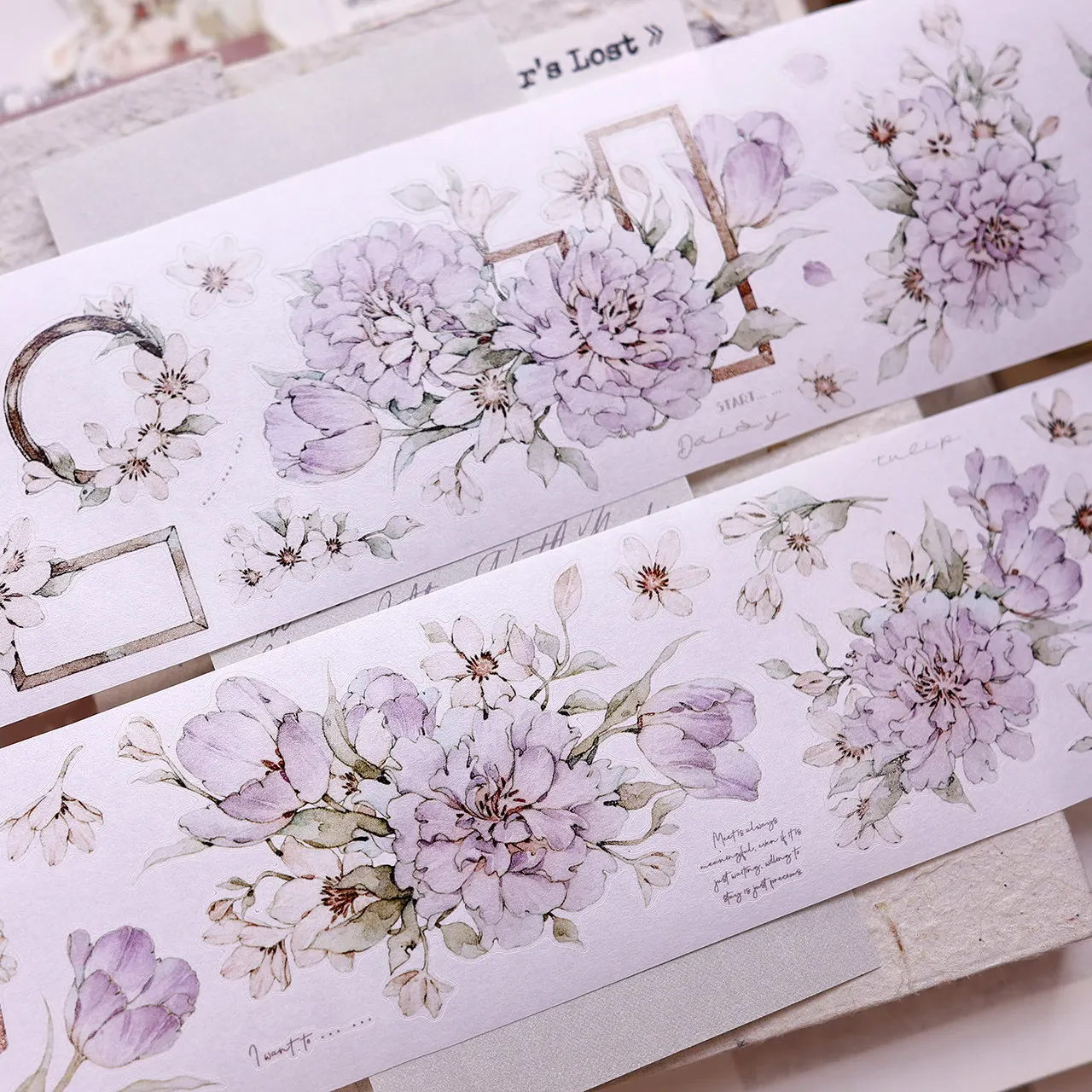 XBJ Salt New Smoke Purple Vintage Gentle Floral Washi PETshell shiny die Cut journal tape