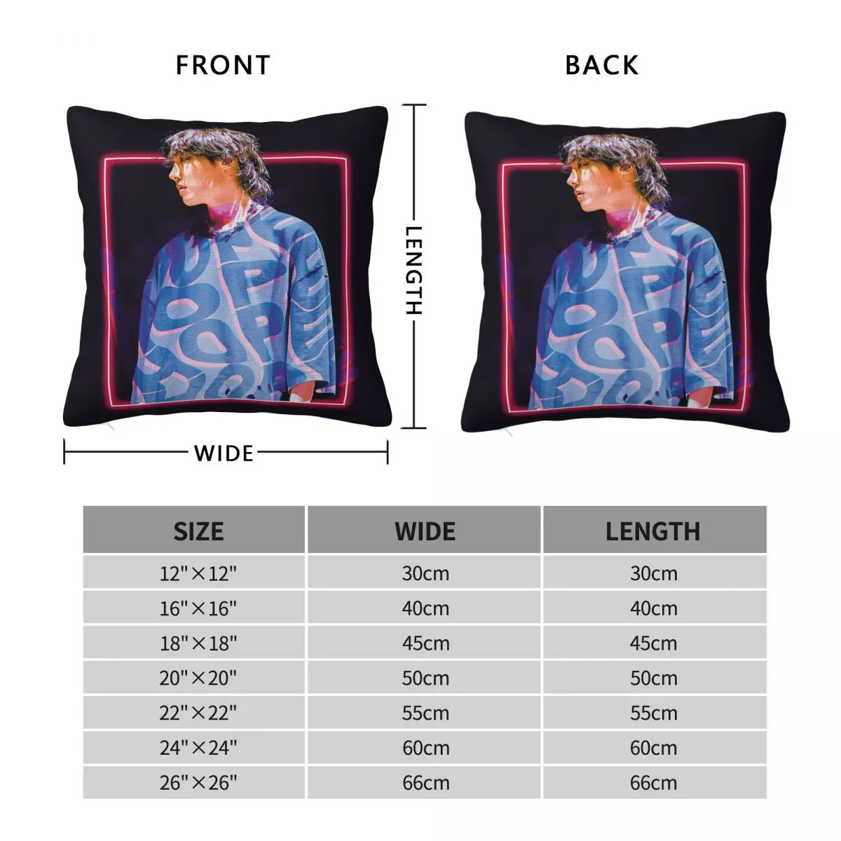 J-Hope Hobipalooza Performance Square Pillowcase Polyester Linen Velvet Printed Decorative Pillow Case Home Cushion Case 45x45