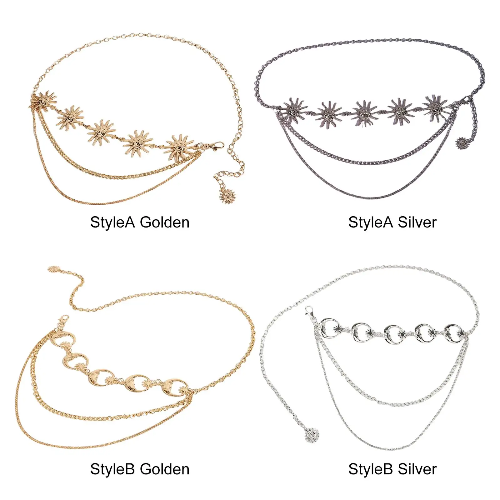 

bigworldlittlethings Fashion Waist Chain Belt for Women Metal Chain 2 Layer