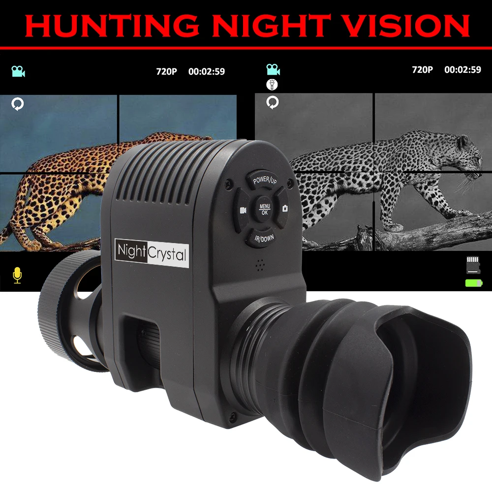 Hunting Day Night Vision Digital Rifle Scope, Monocular Optics Sight Attachment with 1.3 