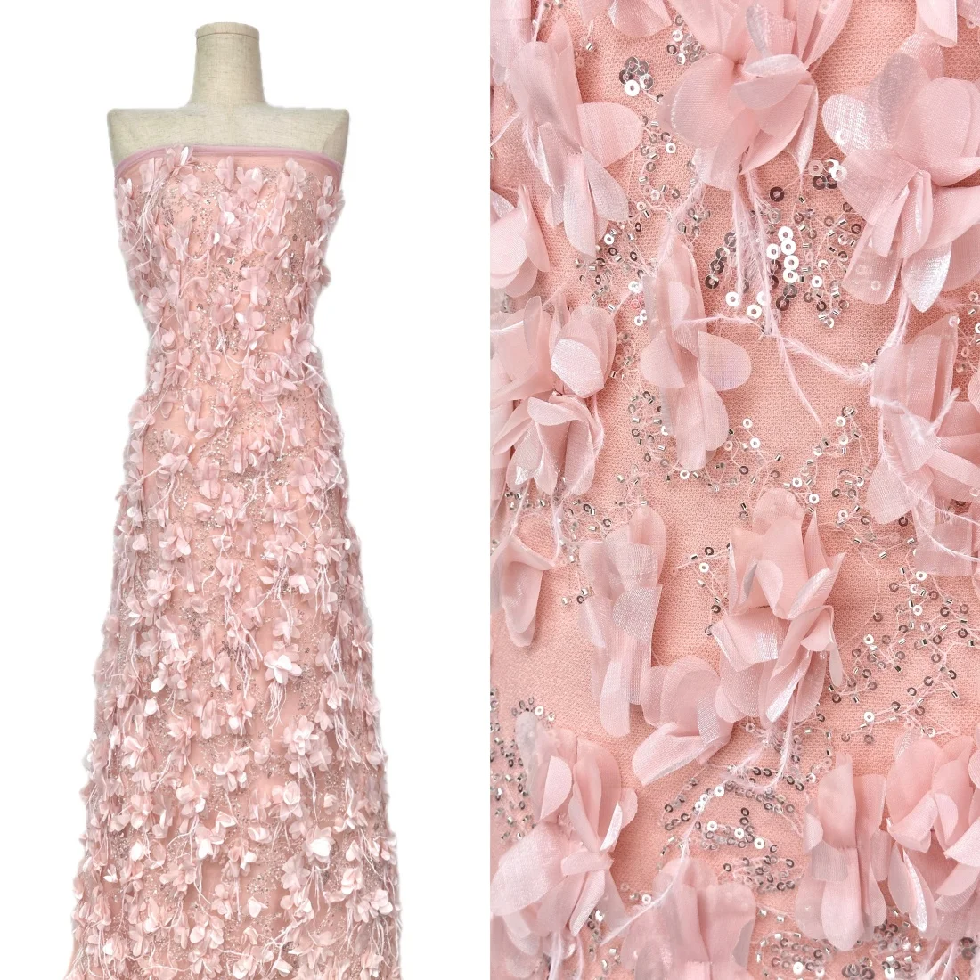 

3D Flower Lace Fabric 2026 High Quality French Beaded Embroidery Tulle African Fabrics 5 Yards for Wedding Party Dress Sewing