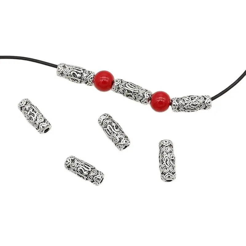 10pcs/Lot Religious Buddhism Symbols Sylinder Loose Beads 12x5mm Prayer Mantras Tube Spacer Beads DIY Jewelry Widgets Findings