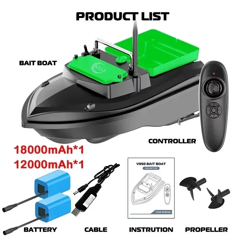 2024 New Dual Battery System Intelligent Remote Control Fishing Bait Nesting Boat, 2kg Large Silo, 10 Hours Long Battery Life VX