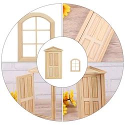 Dollhouse Front Door Doors and Windows Home Accessories Miniatures Accessory Baby for Dolls Birch Decor