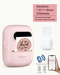 Pink Marklife P50 Label Machine, Mini Thermal Sticker Barcode Label Printer Without Ink Suitable For Business, Home Office Use