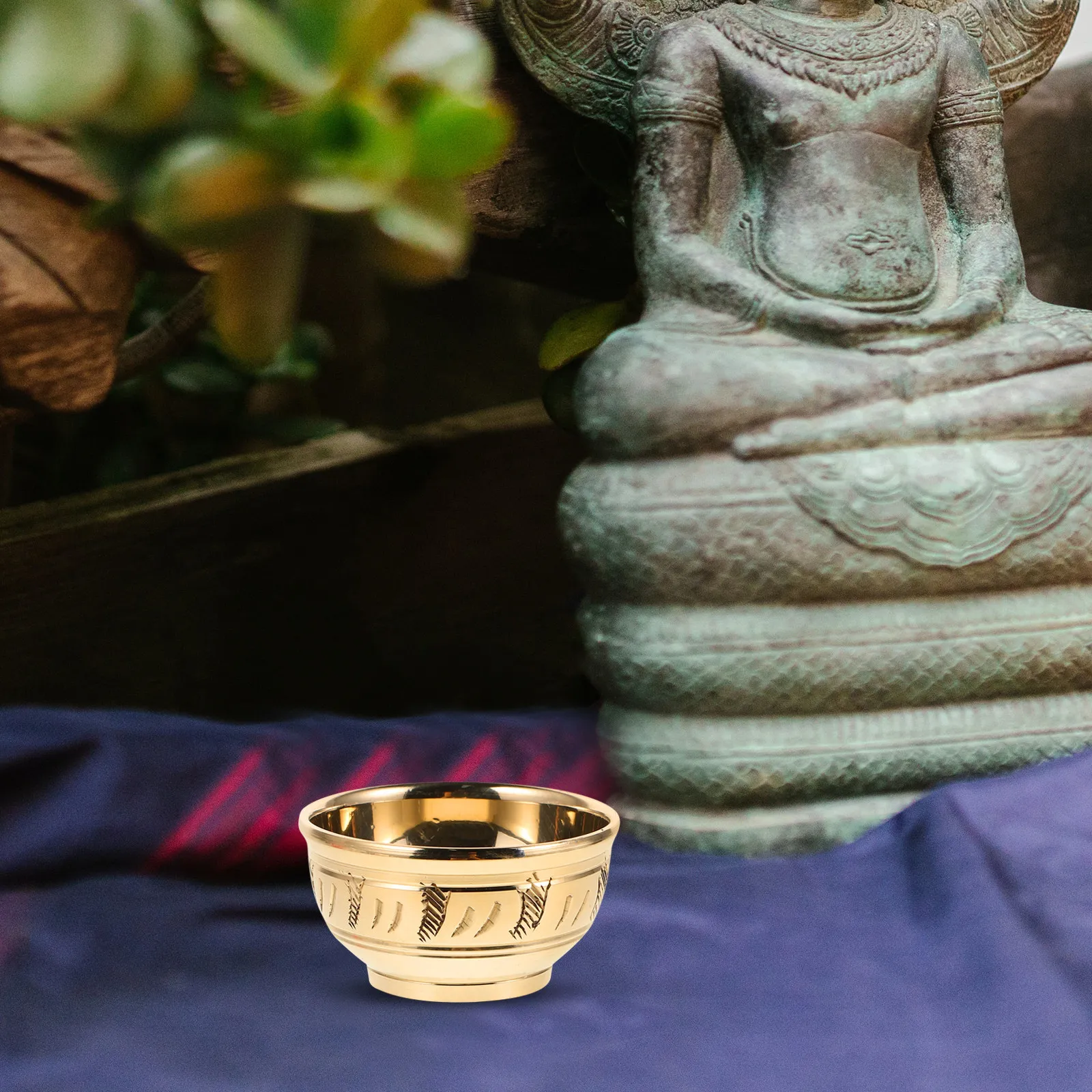 Copper Tea Cup 30Ml Exquisite Handcarved Buddhist Offering Cup Holy Water Holder Copper Bowl for Rituals Ceremonies Home Decor