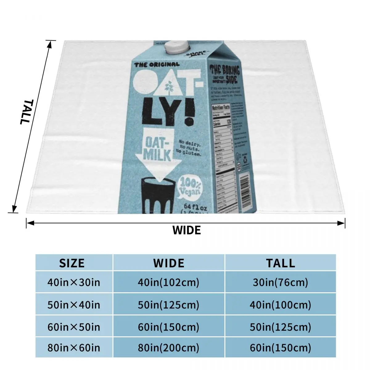 Vegan Oat Milk Throw Blanket Personalized Gift Flannel Fabric Blankets