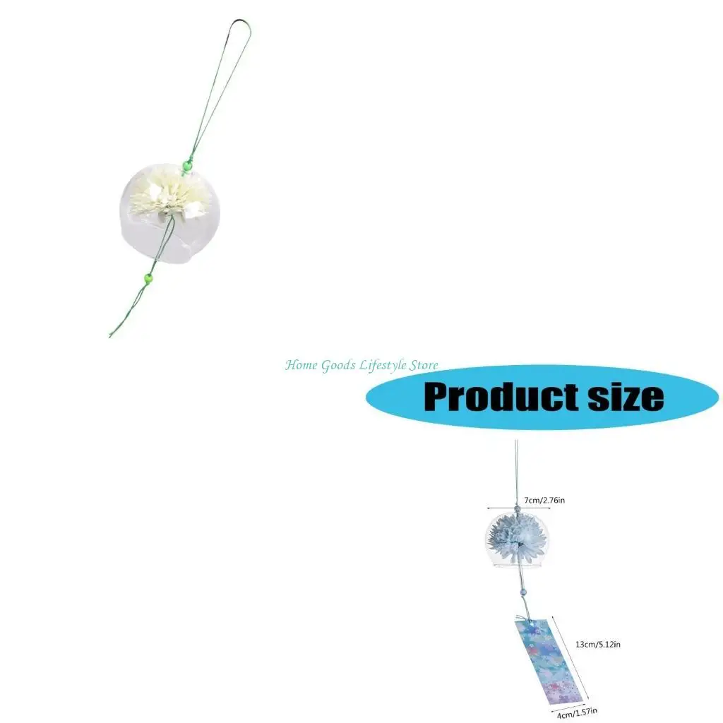 E74E Florals Wind Chimes Japanese Wind Chimes Decors For Home Decors Garden Art Enthusiasts Quality Rusts Resistant Glass