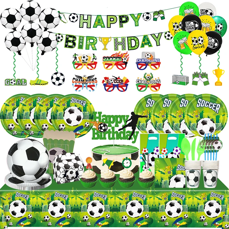 Football Theme Birthday Party Decorations Soccer Balloons Paper Plates Napinks Football Maze Game Sports Party Supplies Giveaway