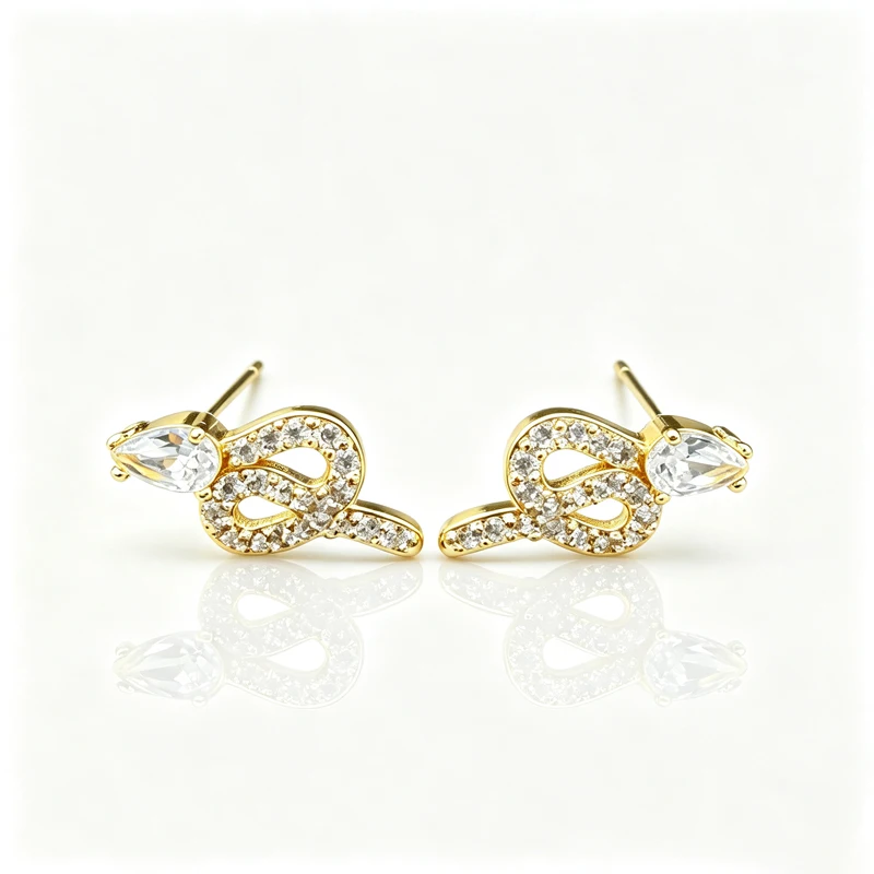 Gold‑Tone Snake Zircon Stud Earrings for Women, Pave Zircon Coiled Serpent Teardrop Head Pierced Earrings, Edgy Jewelry