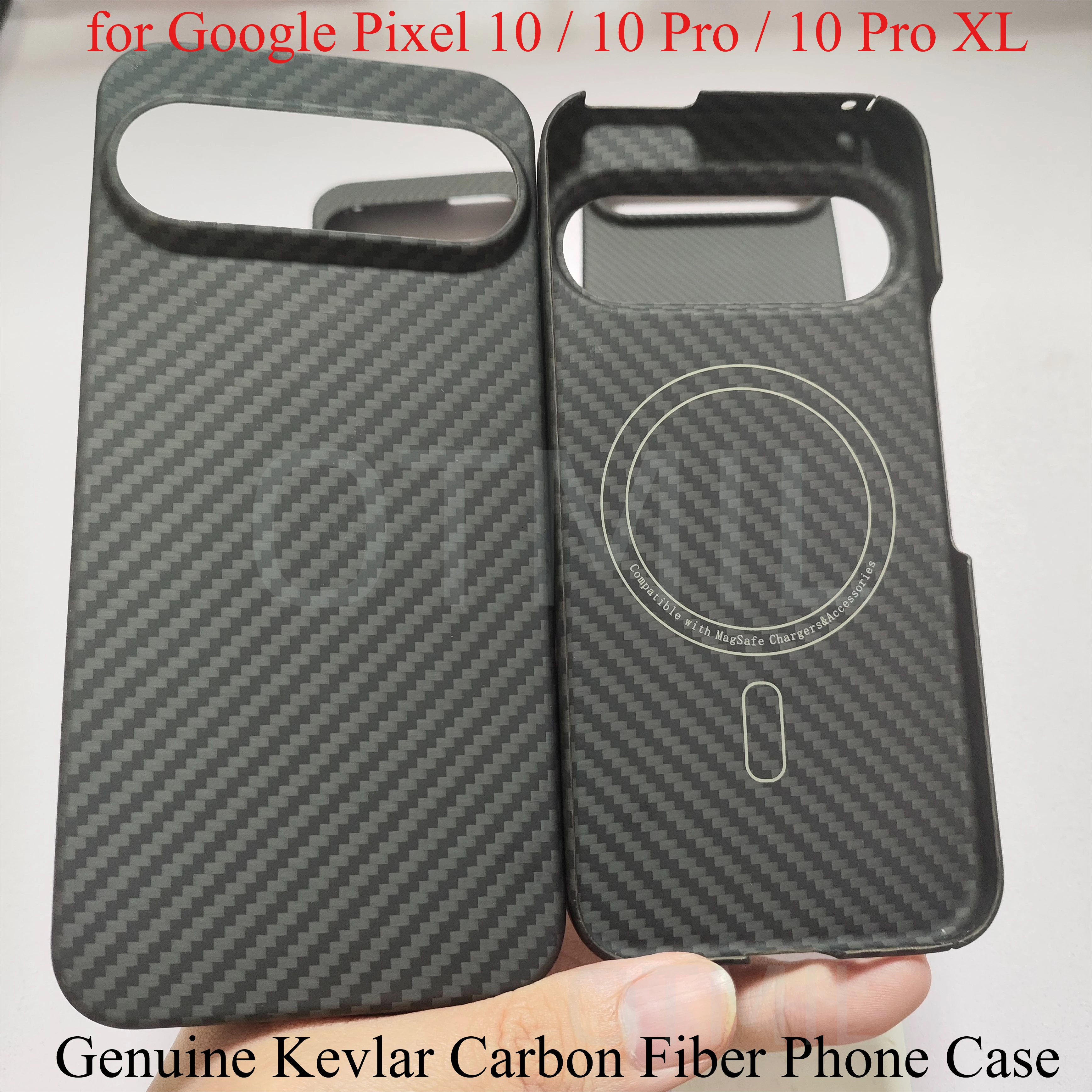 

New Real Carbon Fiber Magsafe Case for Google Pixel 10 10 Pro 10 Pro XL Cases Magnetic Metal Ring Ultra-thin Aramid Fiber Cover