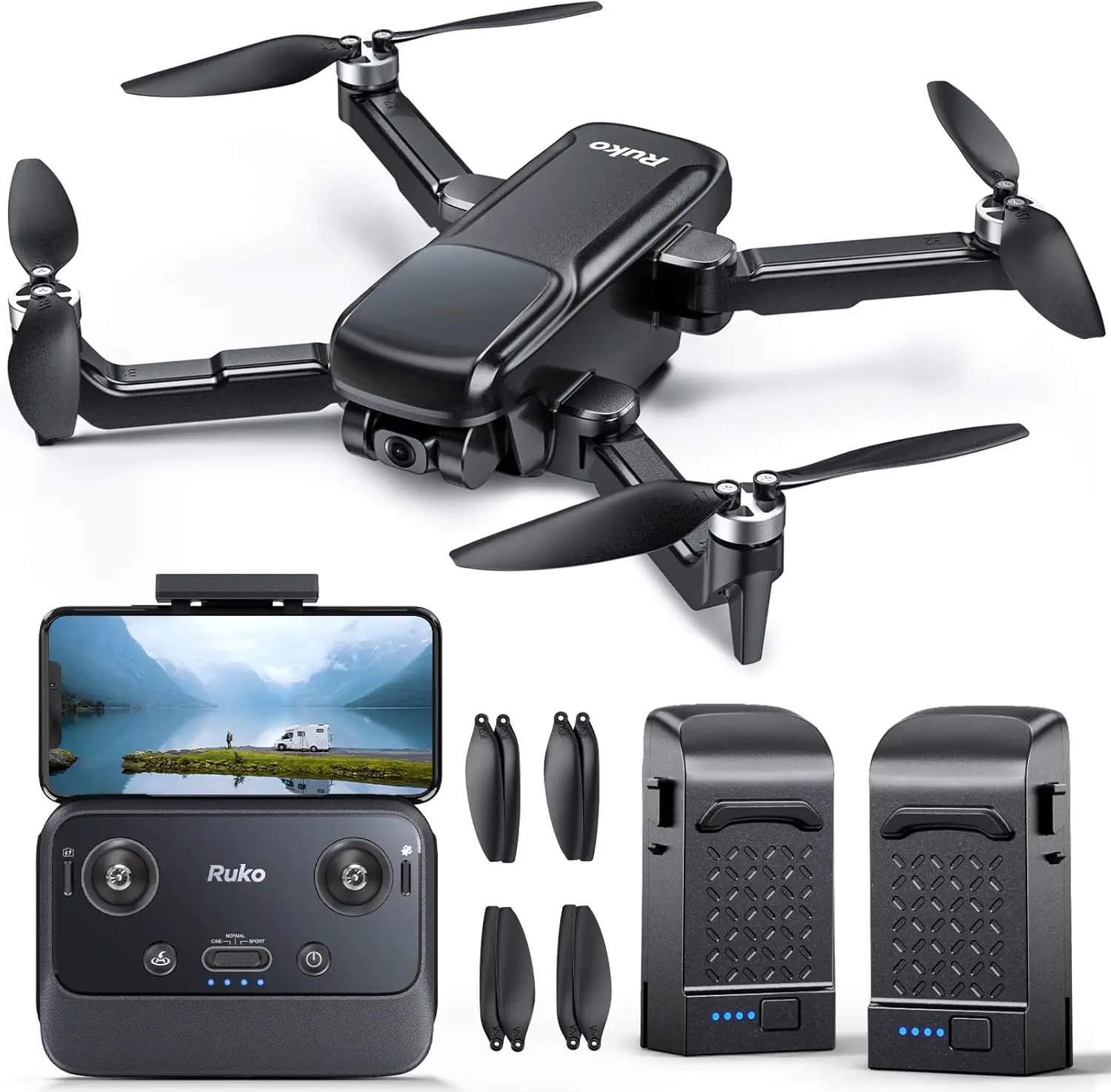 4K UHD, FAA Remote ID Comply, 52 Mins Fly Time 2 Batteries, GPS Auto Return, Indoor-Outdoor Mode, Scale 5 Wind Resistance