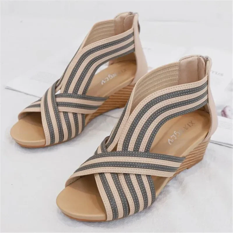 BEYARNE Platform Wedge heel platform sandals women  summer new bag heel zipper Roman shoes fashion casual women sandals