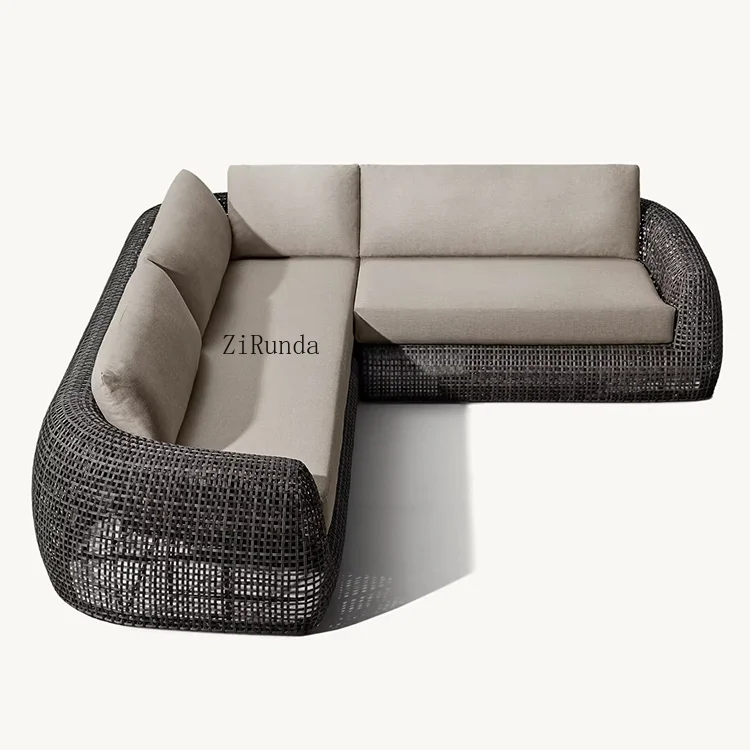 Modern stylish garden PE rattan sofa, high-end courtyard outdoor furniture, hotel and villa