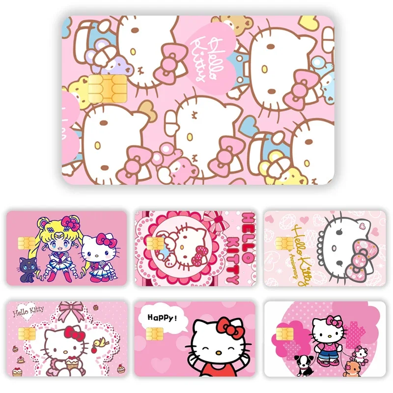 Kawaii Sanrioed Hello Kity Pvc Sticker Waterproof Anime Purin Dog Film Tape Skin for Debit Card Sticker Decal Gift