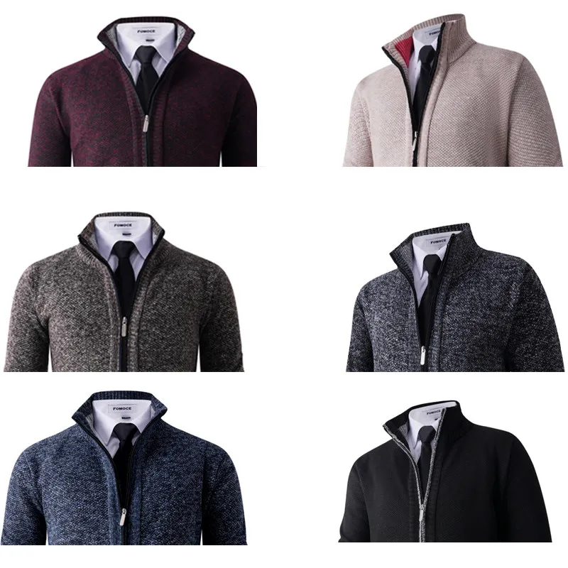 

Men's Thiened Fce Lined Stand Collar Knitted Cardigan Pure Color Outerwear Autumn Winter Regular Fit Casual Sle