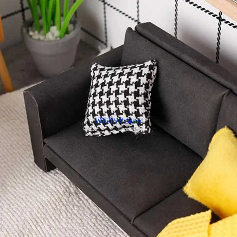 

Q0KB Dollhouses Loveseat Single Sofa Couch Handcrafted Wooden Miniature Decors For DIY Toy House Accessories