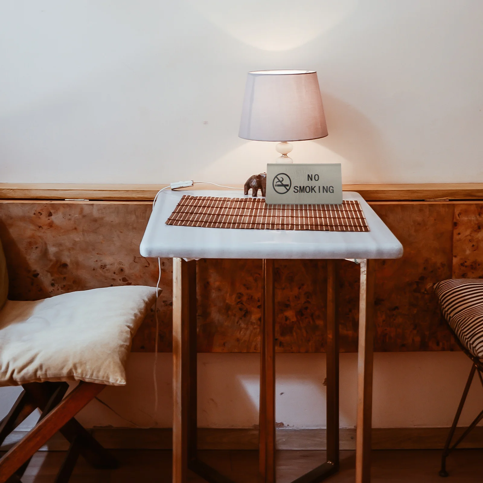 

No Smoking Board Stainless Steel Tabletop Sign Indoor Public Place Non-Smoking Indicator For Office Restaurant School Club