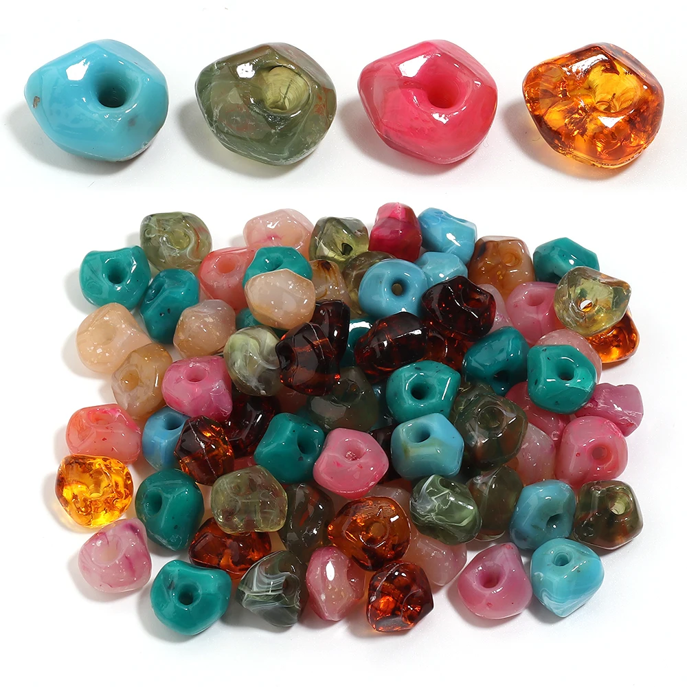 20 Stück/Lot Unregelmäßige Imitations-Jade-Steinperlen Bunte Lose Abstandhalterperlen aus Acryl für DIY Armband Halskette Deko Zubehör