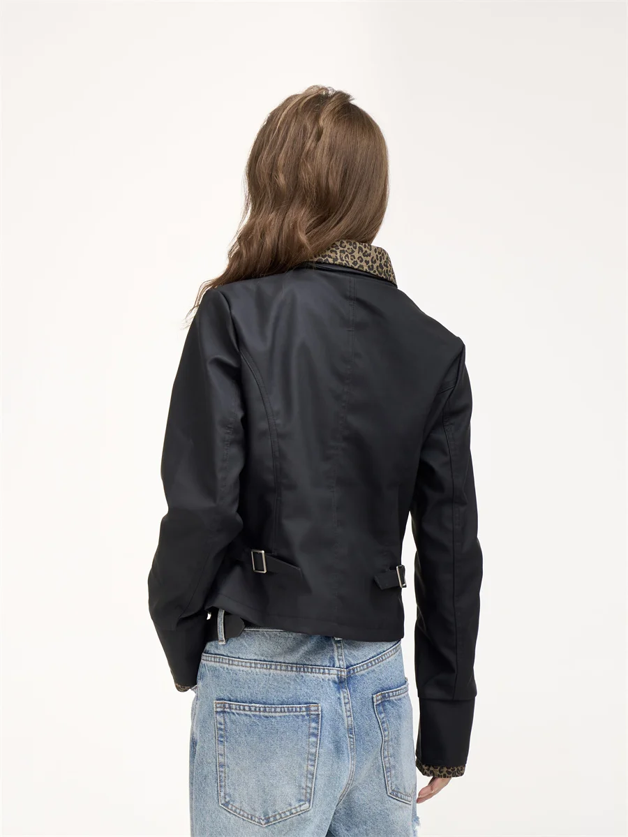 Street sle feminino solto ajuste motociclista jaet couro do plutônio colheita casaco picante menina turn-down colarinho moto jaet para jovens