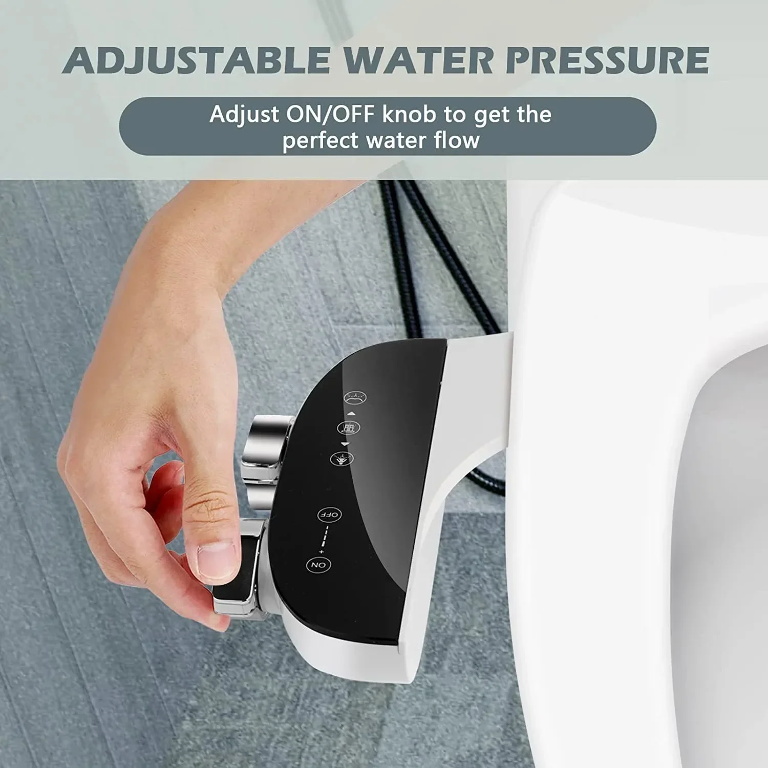 優れた超薄型トイレ用ビデアタッチメント-デュアルノズル、水圧調整可能、非電動式バスルームアクセサリー