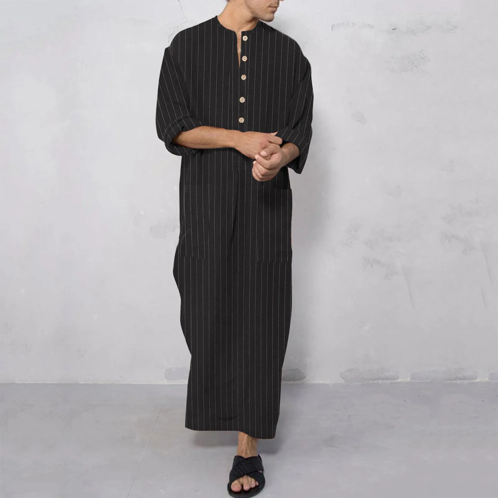 

Jubba Thobe Men Islamic Arabic Kaftan Solid Short Sleeve Loose Retro Robes Abaya Middle Ethnic East Muslim Clothing mens robe