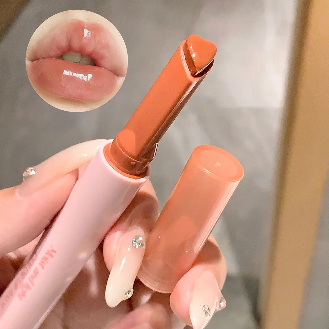Rose Shimmer Heart Lipstick Pen Hydraterende Jelly Solid Lipgloss Getinte Spiegel Waterglans Roze Pomelo Kleur Lippenbalsem Cosmetica
