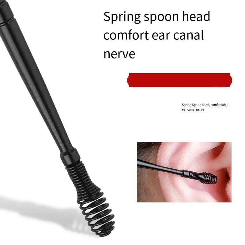 Stainless Steel Ear Digging Spoon Small 360 Degree Spiral Ear Wax Cleaning Tools Handle Ears Stick Ears Canal Cleaner Tool