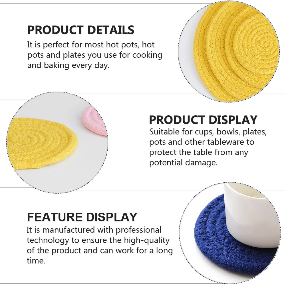 

3pcs Cotton Insulation Pad Woven Heat Resistant Placemat For Plates Bowls Cups Dining Table Protection Household Kitchen Mat