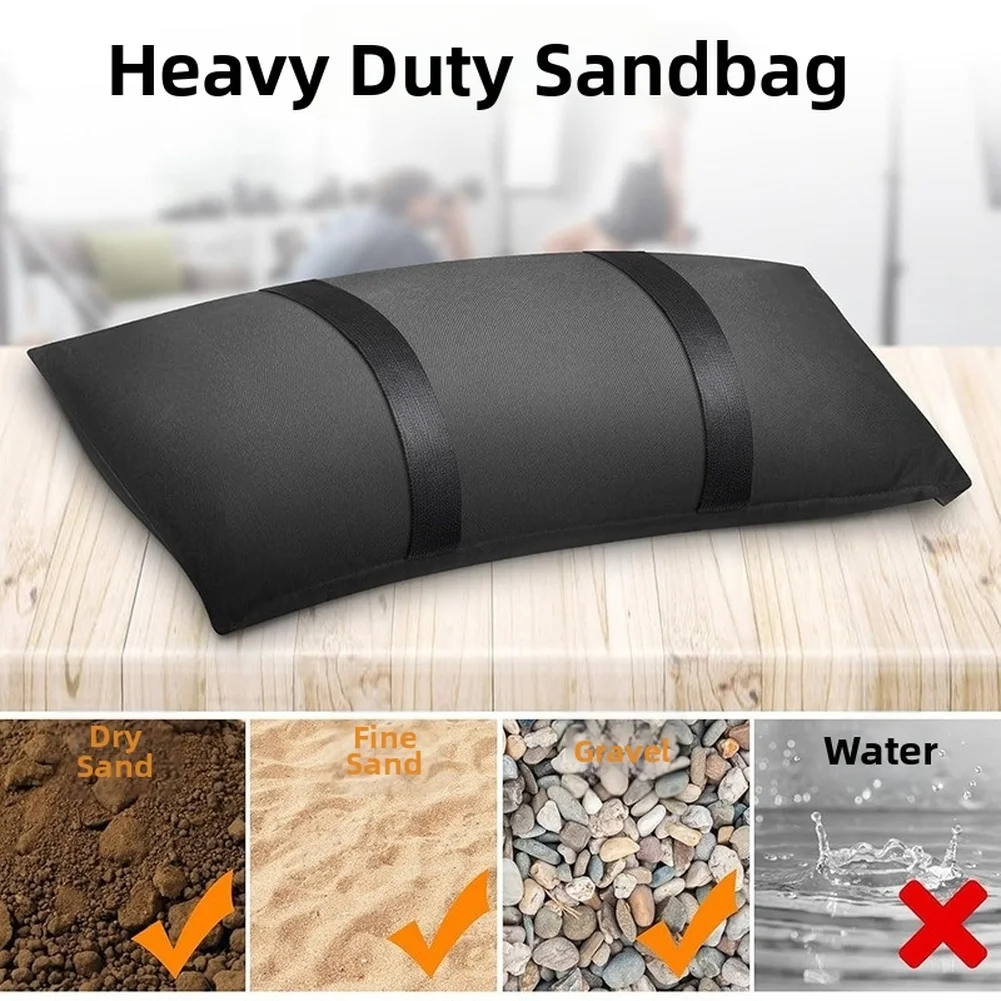 Fillable Sandbag Set 2 pcs for Umbrella Base - 70 x 25 cm Black Oxford Cloth with Double Seal and All-Weather Use