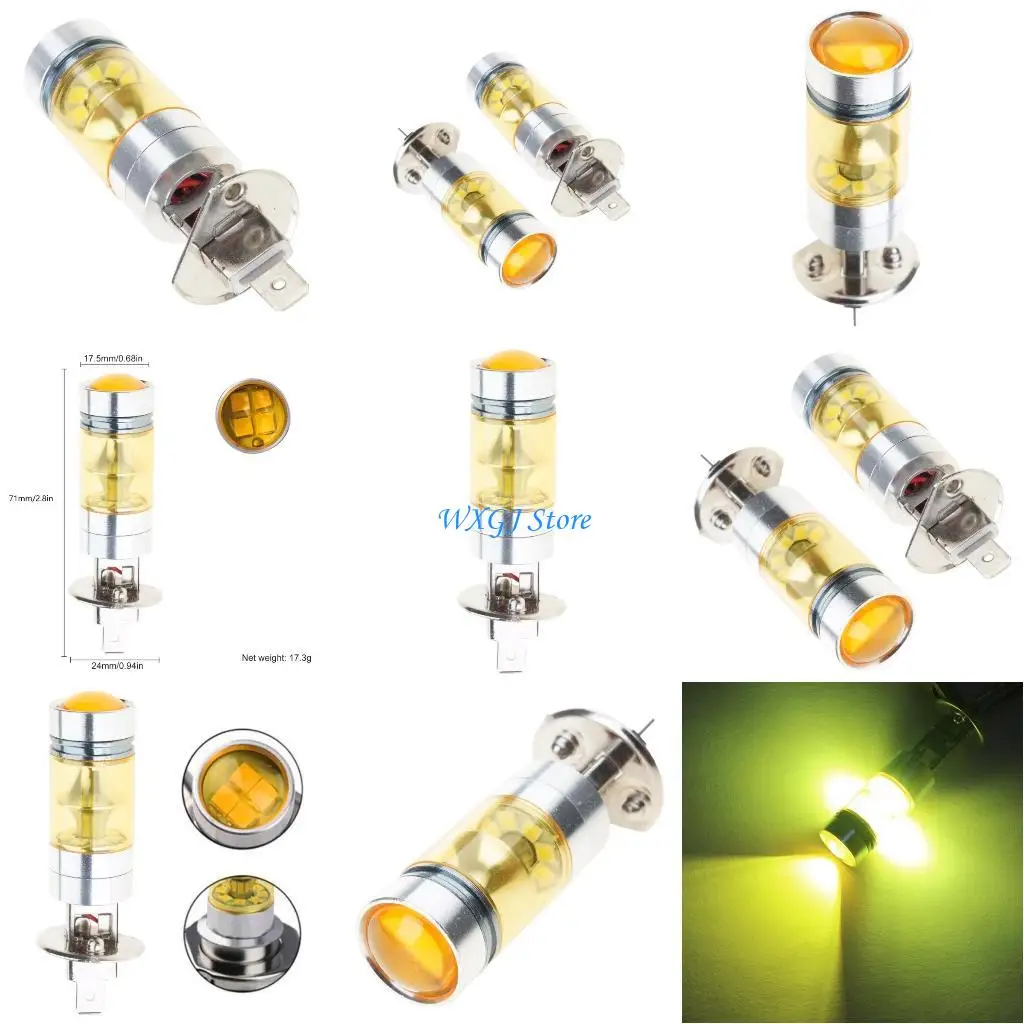 

37JE LAMP LAMP LAMP LAMP H1 100W Лампочки для автомобиля 3000K Золотые желтые светодиодные лампы