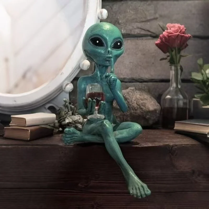 1 Stück Alien-Rotwein-Statue – Ein dekoratives Meisterwerk mit Weltraum-Thema, geeignet für Schreibtische/Bücherregale/Weinschränke, ein Muss für Science-Fiction-Fans. | Alien-Skulptur | Wissenschaftsfiktion-Th – Detail 3