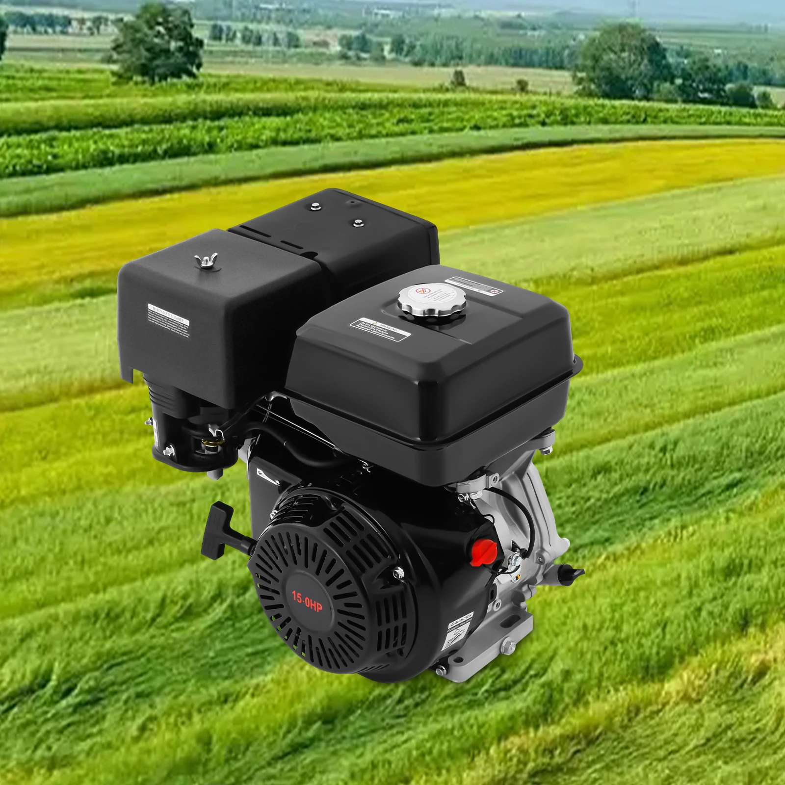 

15HP 4-Stroke Gas Motor Engine, Recoil Pull Air Cooling, 420CC OHV Single Cylinder Motor for Farm/Ranch
