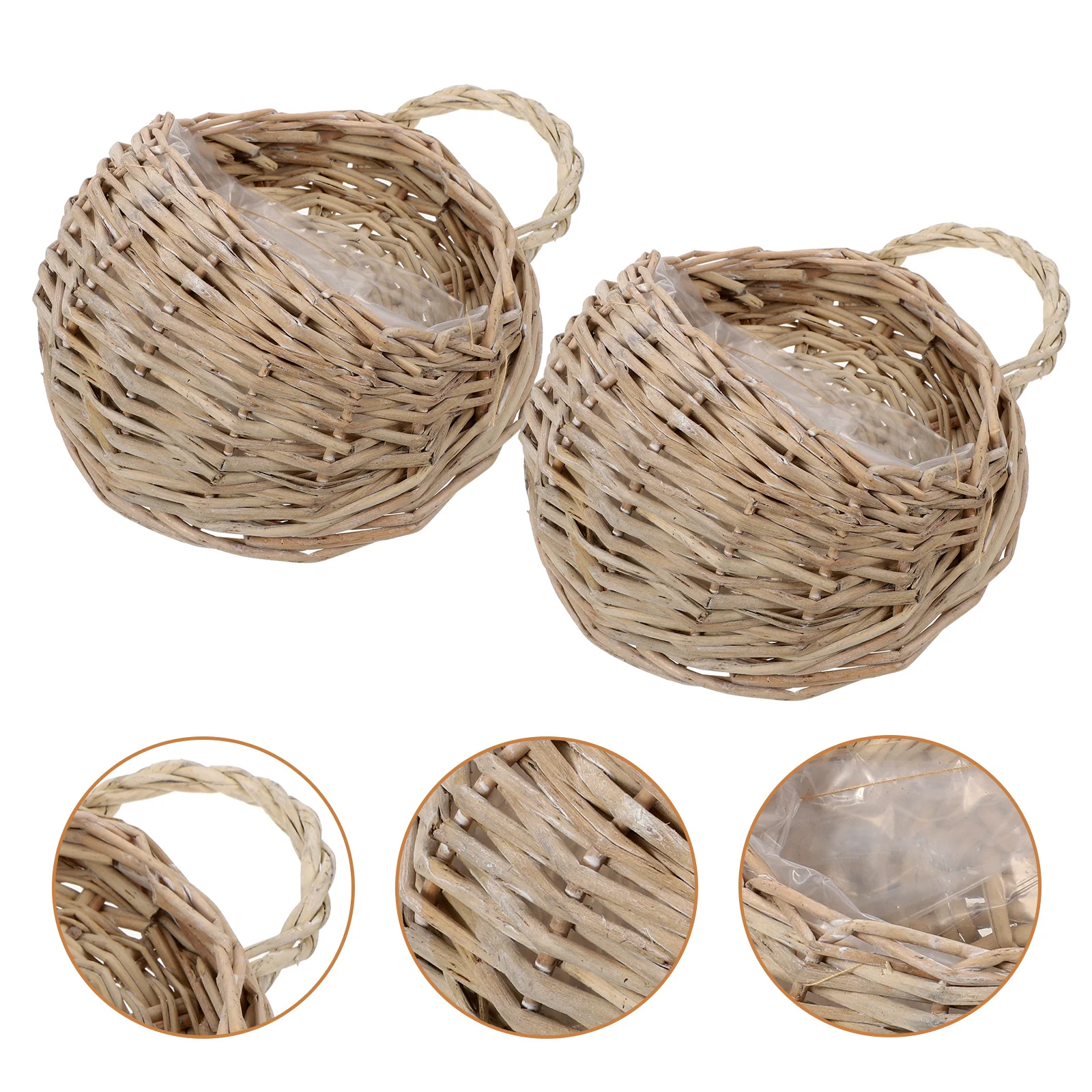 

2Pcs Wall Hanging Woven Basket Storage Holder for Plants Flowers Fruits Vegetables Space Saving Decorative Basket Home