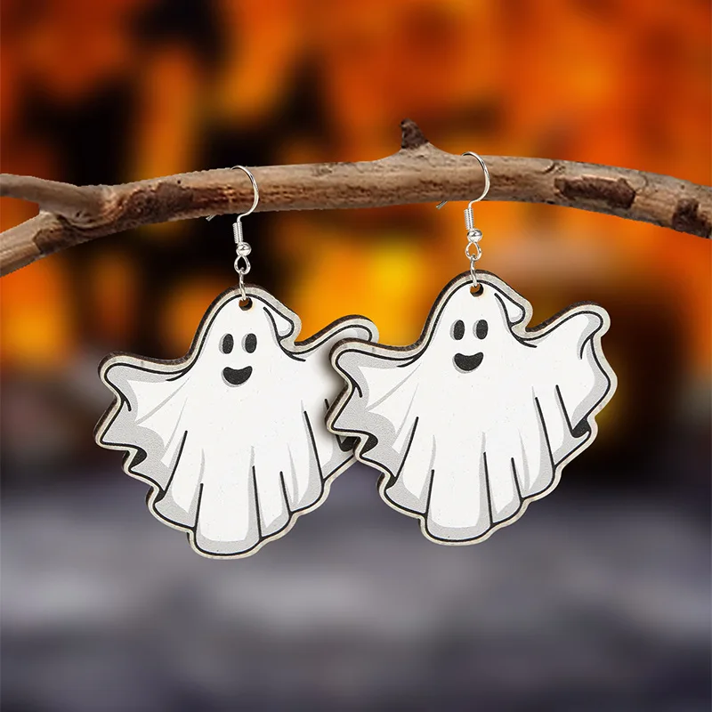 Halloween Party Earrings For Woman Bat Death Ghost Pumpkin Skeleton Woodiness Cartoon Wacky Dangle Earrings Funny Jewelry Gifts