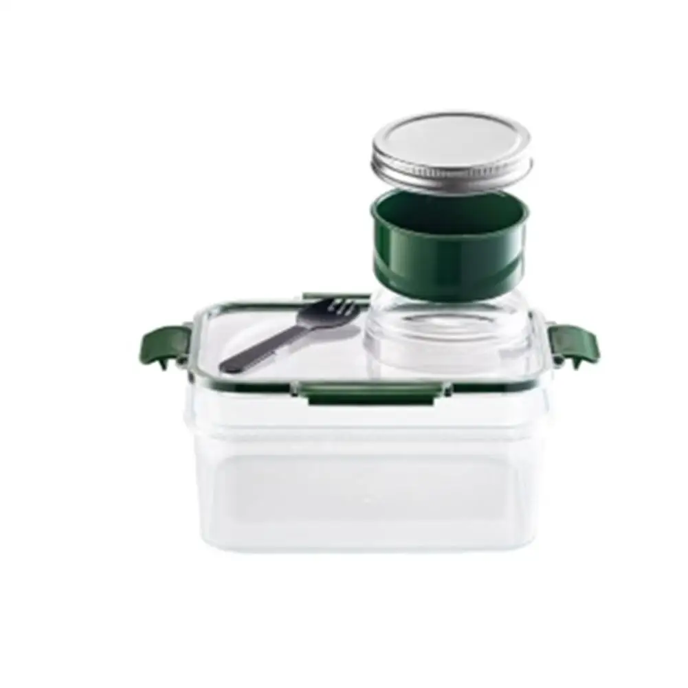 PC Salad Bowl 7.7 Cups with Integrated Dressing Cup Leak Proof Latch Lid Portable for Commuting and Outdoor Use