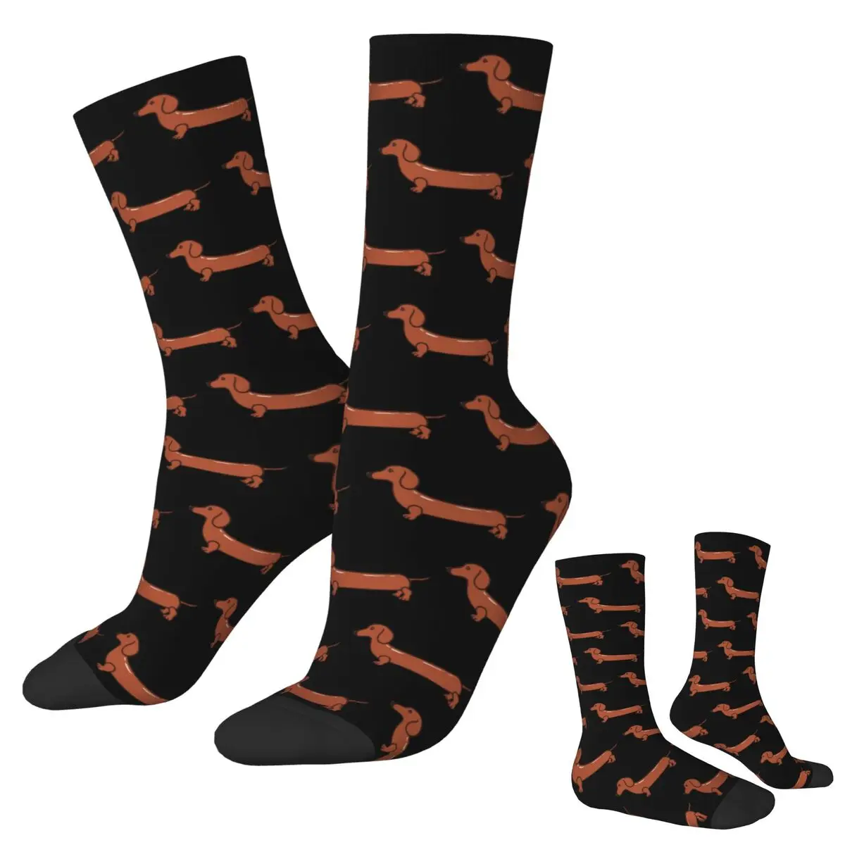 Sausage Dog Puppy Funny Dachshund Socks Harajuku High Quality Stockings All Season Long Socks  for Man's Woman's Christmas Gifts
